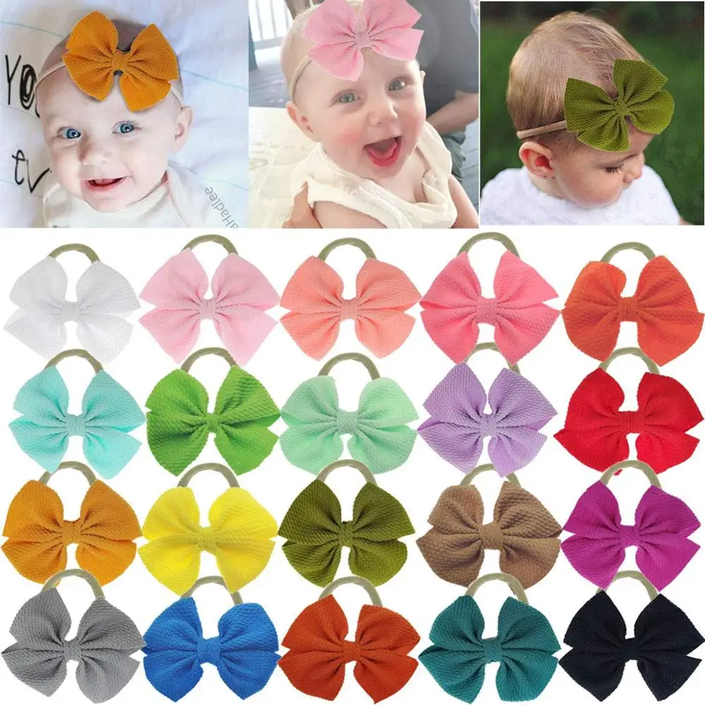 20Pieces 4.5Inch Nylon Super Stretchy Soft Bows Headbands Newborn Infant Toddler Hairbands and Baby Girl’s Hair Accessories