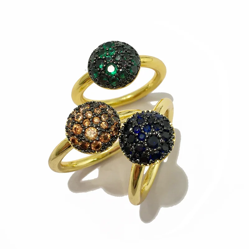 High Quality Beehive Style Gold Color CZ Ring For Women Fashion Jewelry