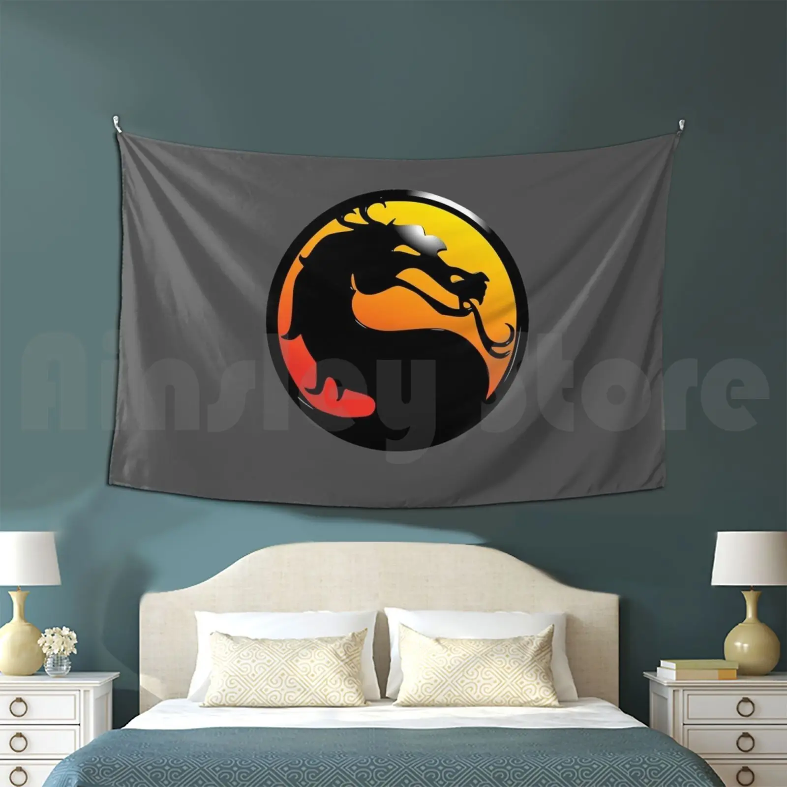 Mortal Kombat Dragon Tapestry Living Room Bedroom Mortal Kombat Mortal Kombat Midway Dragon Arcade