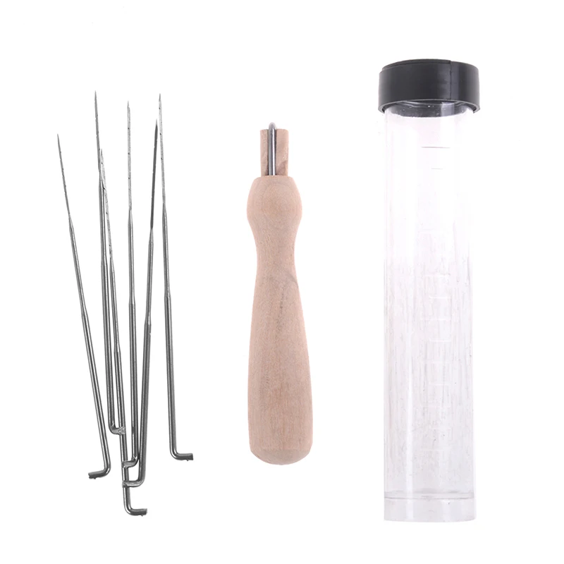 Conjunto de agulhas para enchimento em feltro, 30 fábricas diy com agulhas para feltragem 10 agulhas com frasco de lã transparente