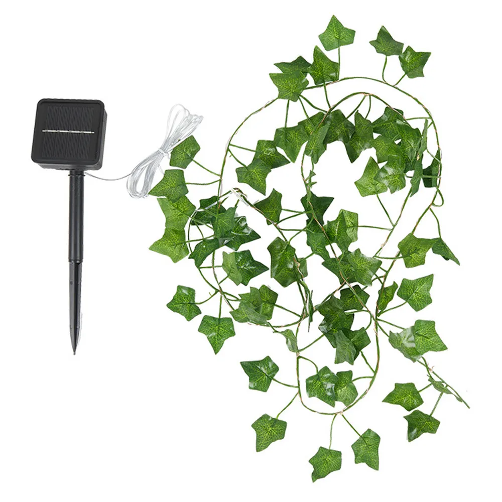 2/5/10m Solar Powered Green Leaf Vine String Light Artificial Ivy Hanging Garland for Home Garden Office Wedding Wall Decor