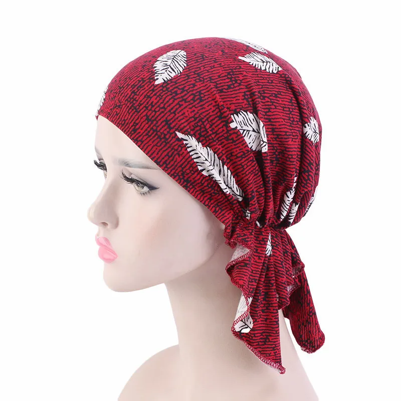 New high quality Women Stretchy Turban Cotton Beanie Pre Tied Scarf Head Scarf Chemo Hat Cancer Scarves Lady Hair accessories