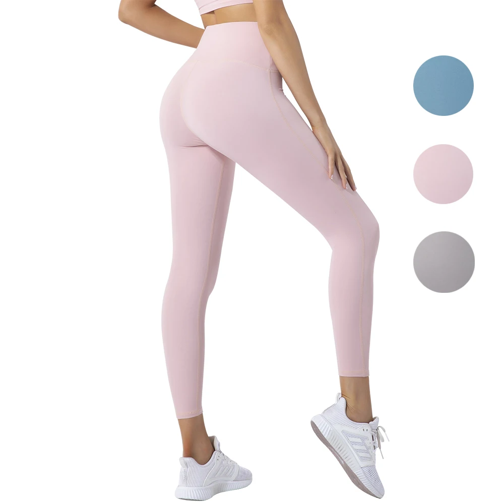 

Women Sport Leggings Pink Grey Blue Yoga Pants 8512 High Waist Running Baseball Tights