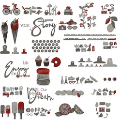 2024 Letters Fruit Metal Cutting Dies for DIY Scrapbooking Album Paper Card Making Decorative Crafts Key Lock Embossing Stencils