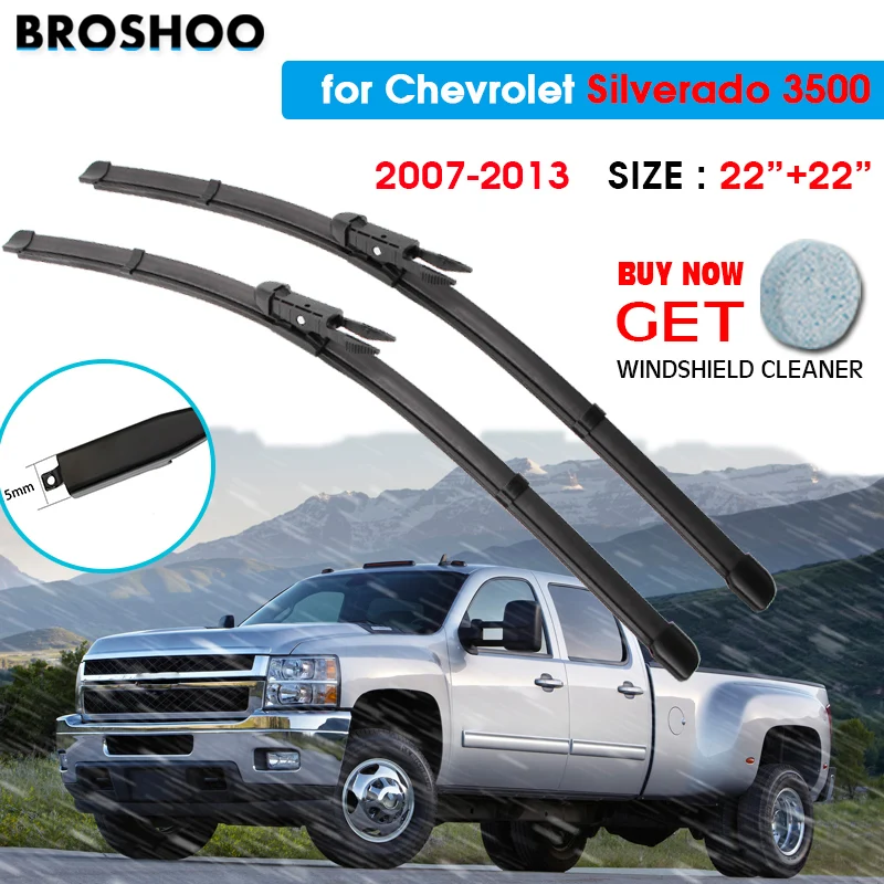 

Car Wiper Blade For Chevrolet Silverado 3500 22"+22" 2007-2013 Auto Windscreen Windshield Wipers Blades Window Fit Pinch Tab Arm