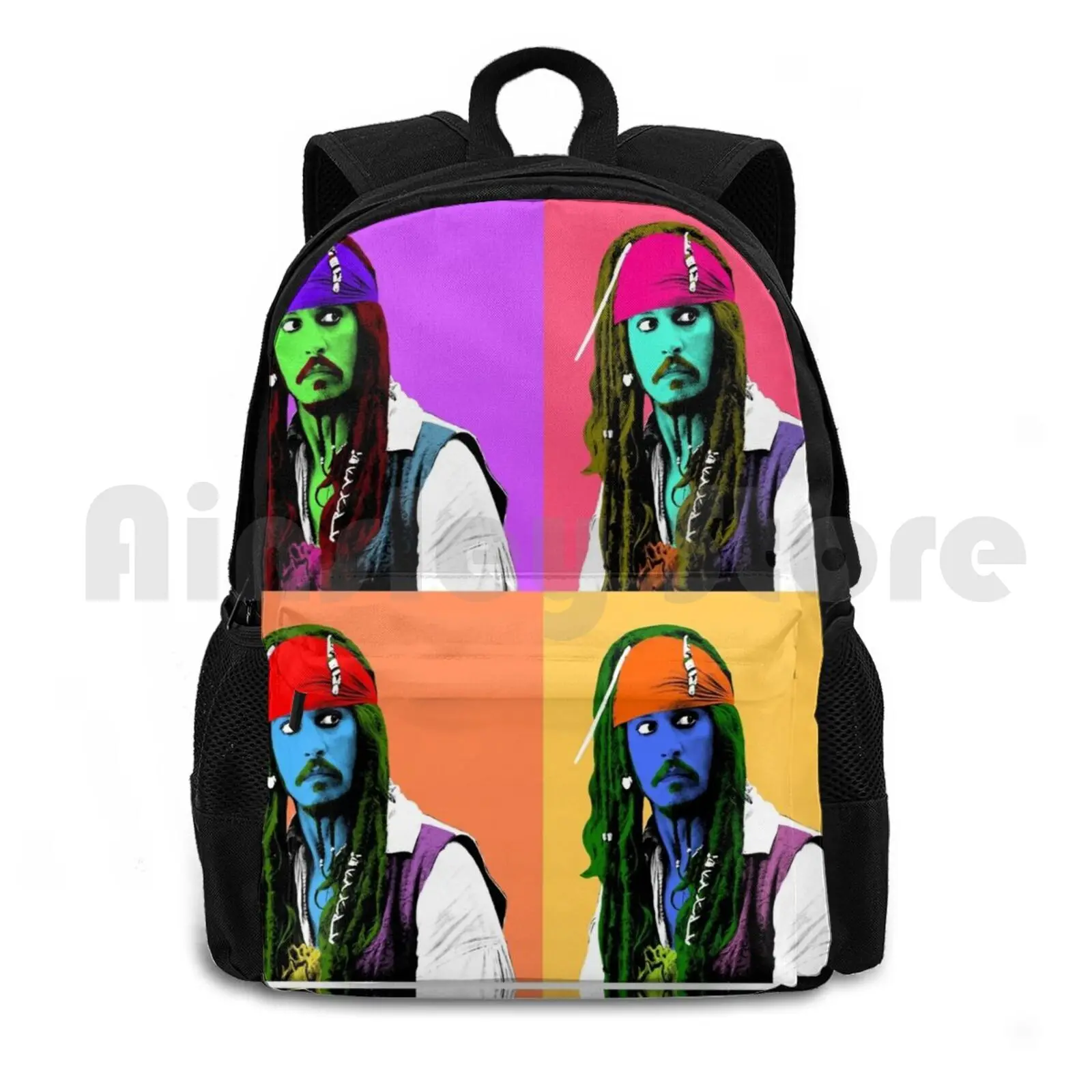 ملصق كابتن ستايل، صورة ملصق رقمية مكونة من 6 ألوان. حقيبة ظهر للمشي لمسافات طويلة في الهواء الطلق وركوب الخيل والتسلق حقيبة رياضية