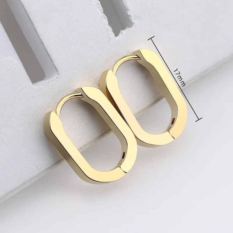 2Pcs Personality Geometric Triangle Square Star Heart U Shape Men's Hoop Earrings Stainless Steel Punk Cool  Ear Rings Jewelry