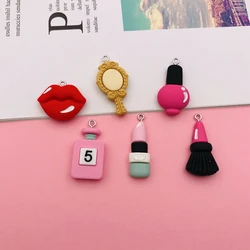10pcs Kawaii Hot Selling Miniature Make Up Charm Lip Pendant for Earring Keychain Jewelry Accessory DIY Making