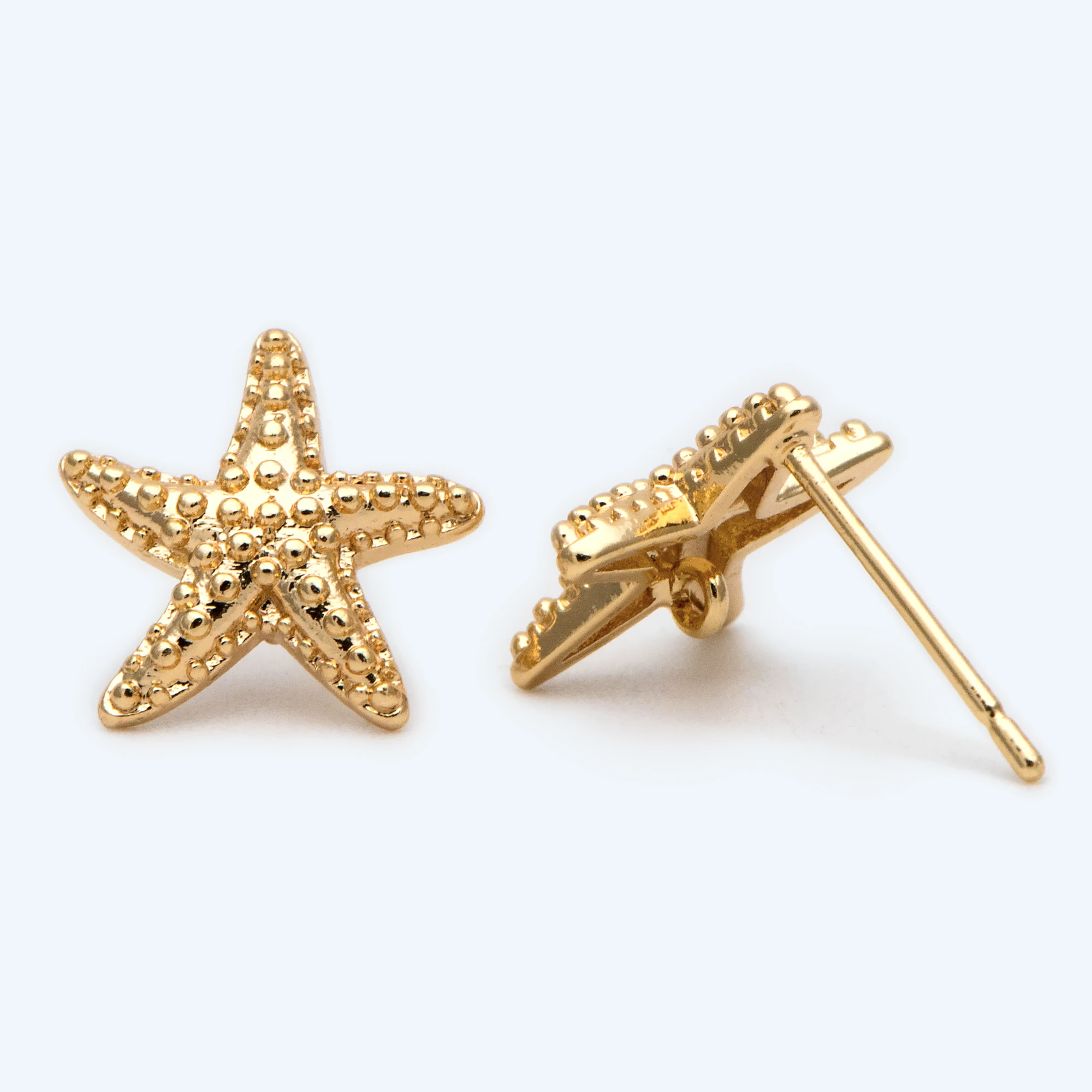 

10pcs Starfish Ear Posts with Loops, Real Gold Plated Brass Star Stud Earrings DIY Jewelry Making Handmade Accessories (GB-2189)