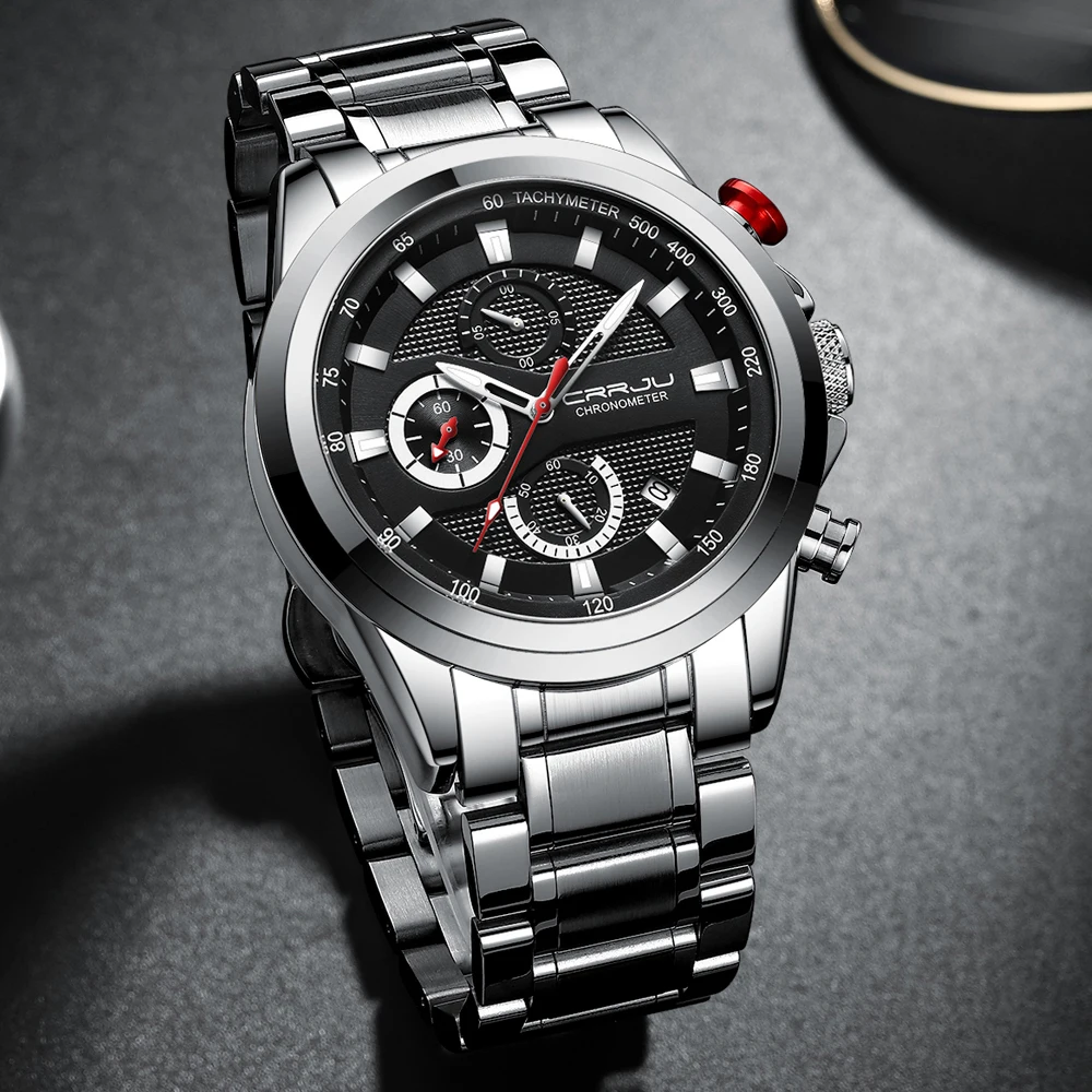 Orologi da uomo CRRJU New Top Brand orologi in acciaio inossidabile per uomo 2022 cronografo impermeabile data orologi al quarzo reloj hombre