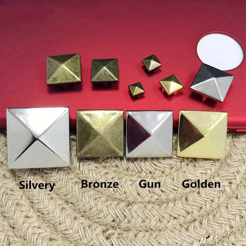 6-25mm Square Pyramid Metal Grment Rivets Nailhead Claws Stud For Hat Bag Shoe Jeans Doll Leather DIY Craft Accessories