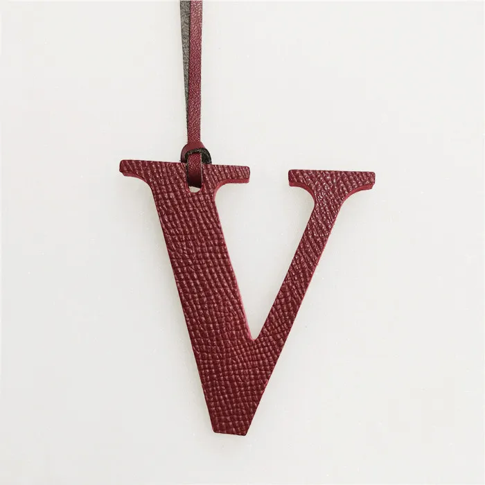 Leather English Letters Charm V Character Bag Pendant