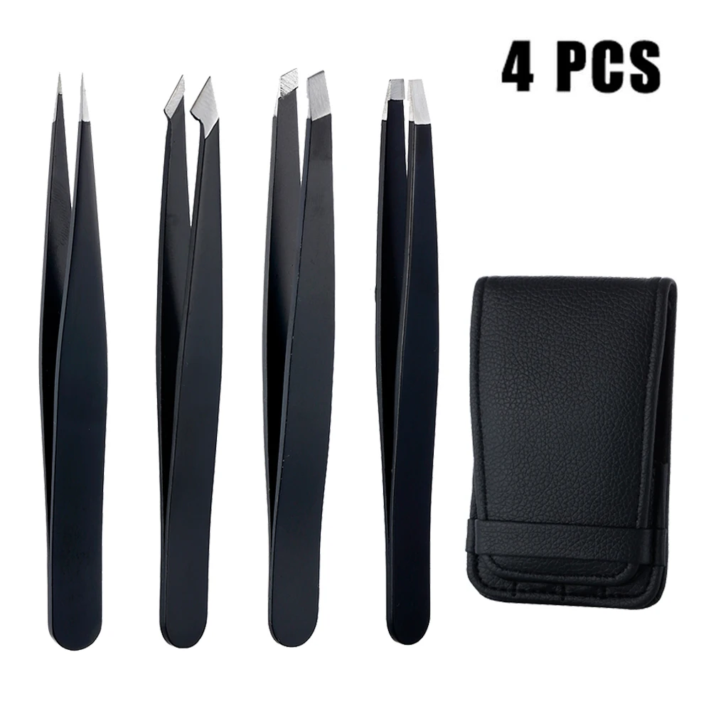 4pcs Anti-static Stainless Steel Tweezers Maintenance Tools Industrial Precision Straight Tweezers Repair Tool For Eyebrow DIY