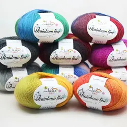 50 Grams/Ball Wool Rainbow Line DIY Soft Handmade Knitting Yarn Dyed Crochet Wool Yarn For Coat Scarf Hat