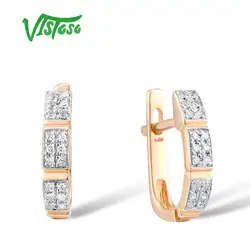 VISTOSO 14K 585 Rose Gold Earrings For Lady Glamorous Elegant Sparkling Diamond Earrings Luxury Wedding Engagement Fine Jewelry
