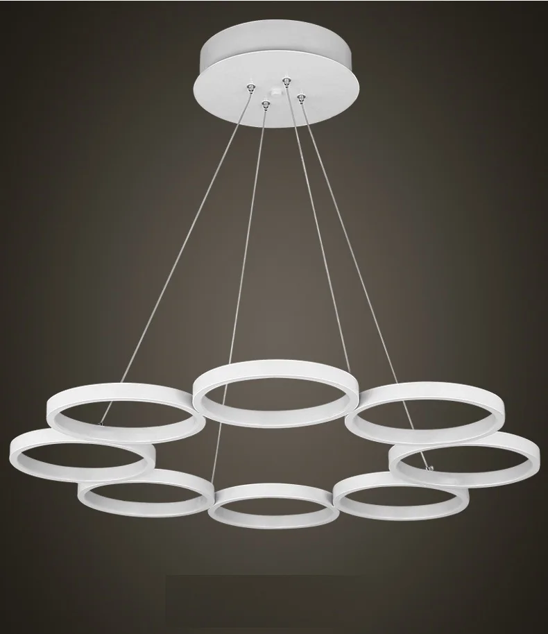 

Modern LED 8 Ring Chandeliers white Finish aluminum living Room Hanging Lamp LED Chandelier Lustres