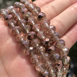 High Quality Brown Faceted Glass Beads Rondelle Austria Crystal Loose Spacer Beads For Jewelry Making DIY Earring 3 4 6 8mm