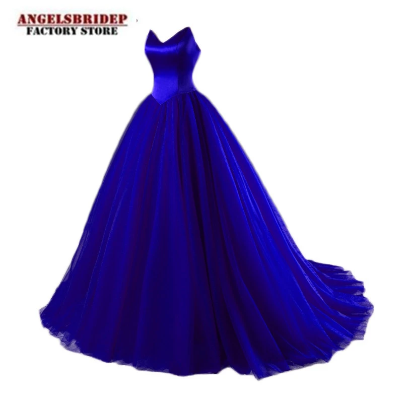 

Vintage Tulle Ball Gown Prom Dresses V-Neck Party Gowns Strapless Court Train Abendkleid Formal Gowns Fast Delivery Custom