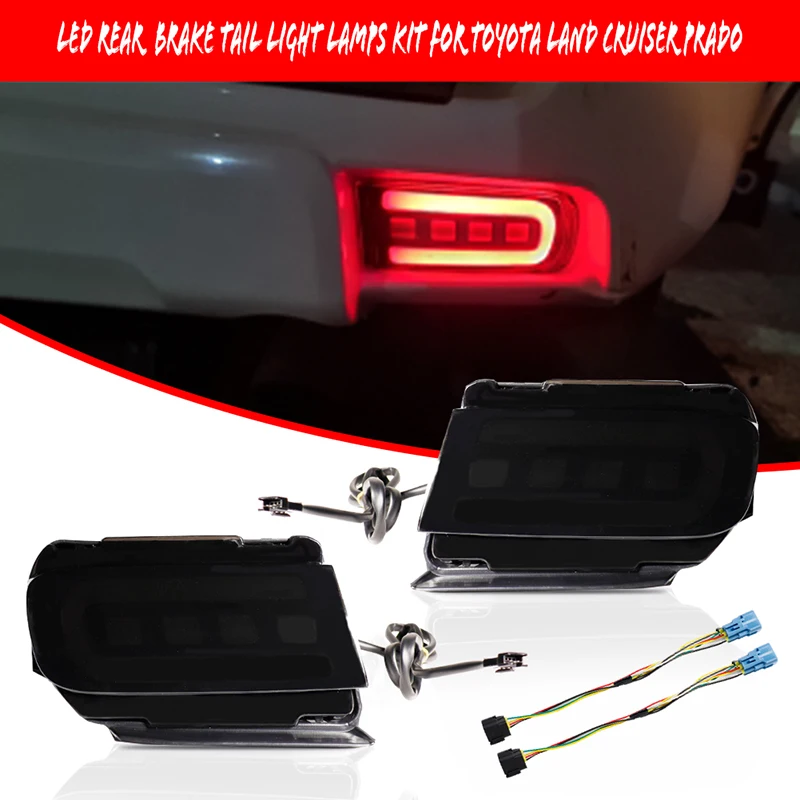 Car Rear Bumper Reflector LED Lights,Function as Tail,Brake & Fog Lights For 2010-2019 Toyota Land Cruiser Prado 150 LC150 FJ150