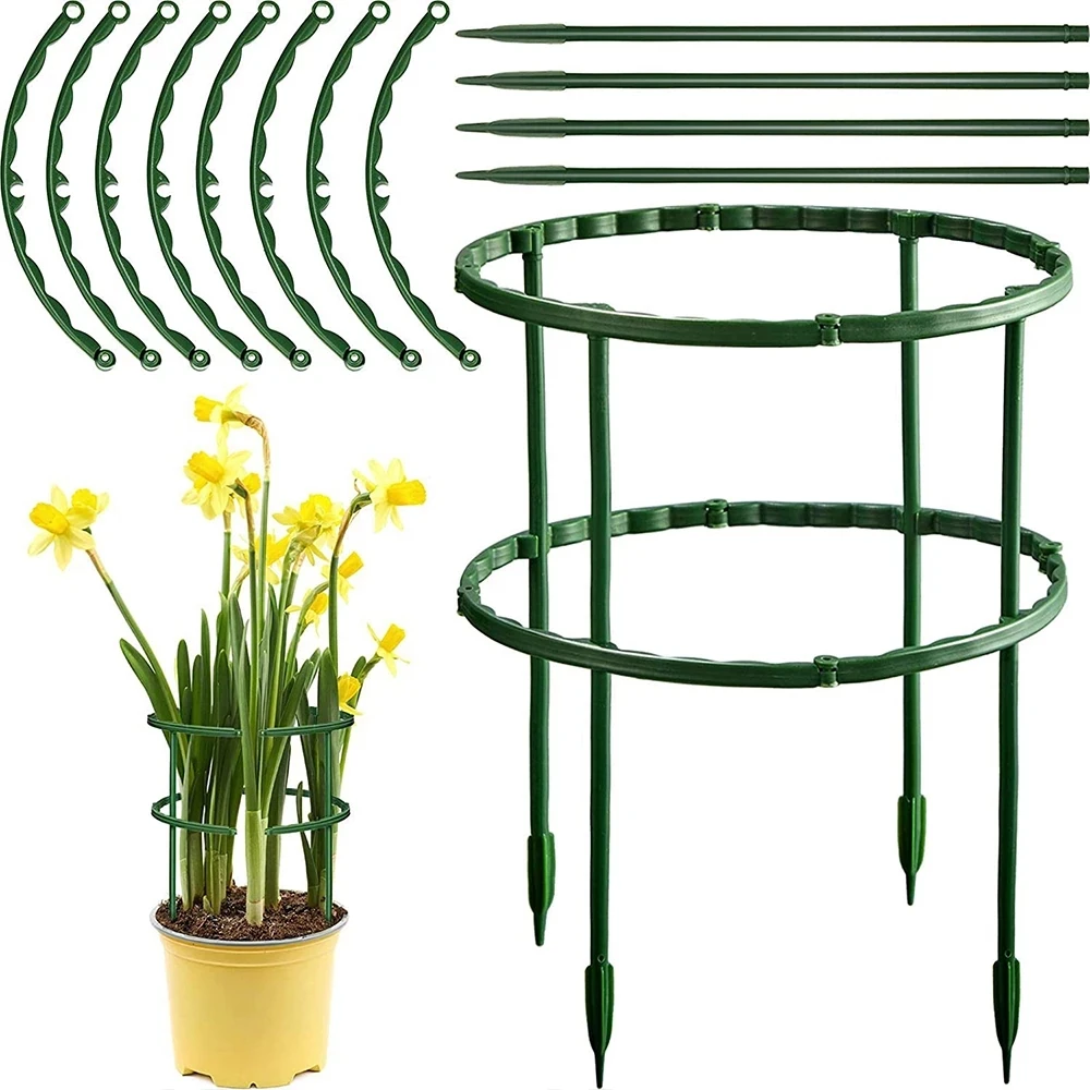 6pc Plastic Plant Support Pile Stand for Flowers Semicircle Greenhouses Arrangement Fixing Rod Holder Orchard Garden Bonsai Tool