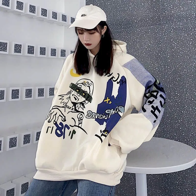 

Autumn and winter plus velvet padded Hoodies women Korean loose men women's shirt Harajuku fashion ins long hooded sweatshirt