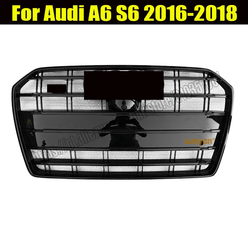 S6 Style Front Grill Honeycomb Grille Silver Black New Fit For Audi A6 S6 2016 16 2017 17 2018 18