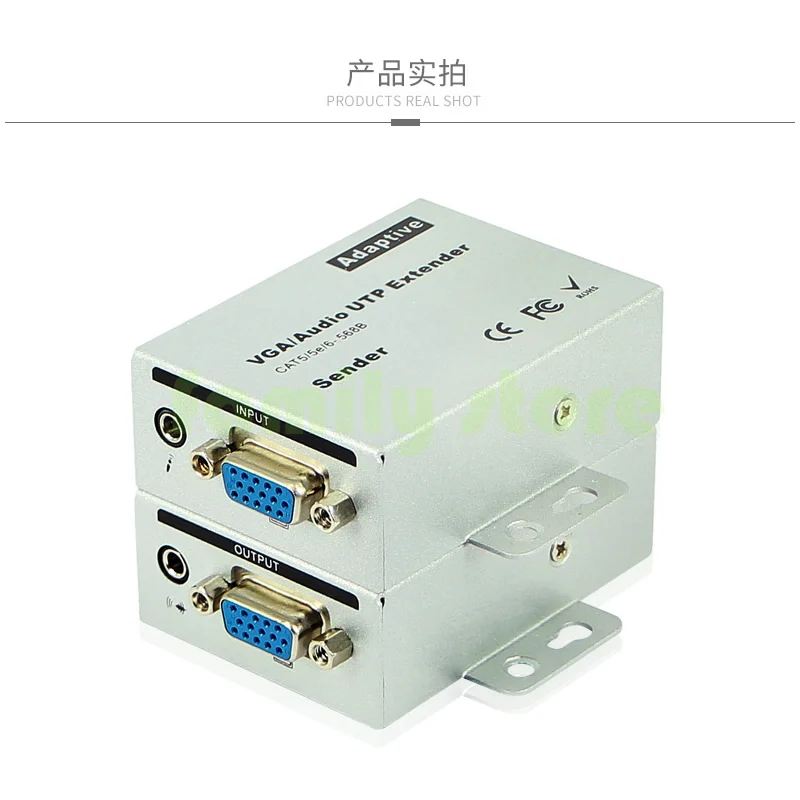 24 hours of continuous work VGA extender 100 meters,audio and video transmitter, single cable rj45 signal amplifier,vga extender