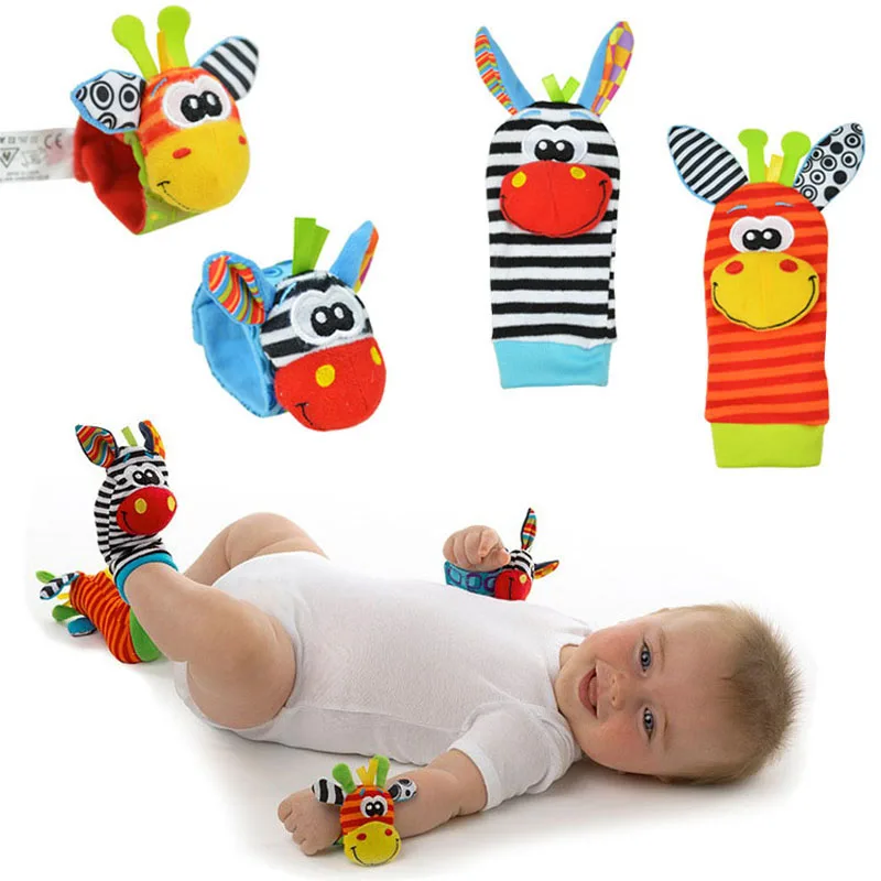 Baby Rattles Wristband Socks Plush Toy Newborn Animal Cute Cartoon