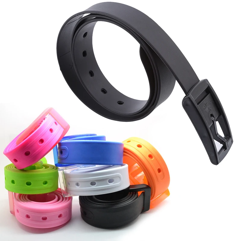 

Fashion Plastic Belt Friendly Candy Multi Color Silicone Rubber Leather Belt Smooth Buckle For Women Men Adjustable