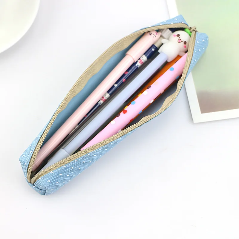 Long canvas pen bag Cute School pencil case small pen case for student pencil bag kawaii School supplies Candy color storage bag