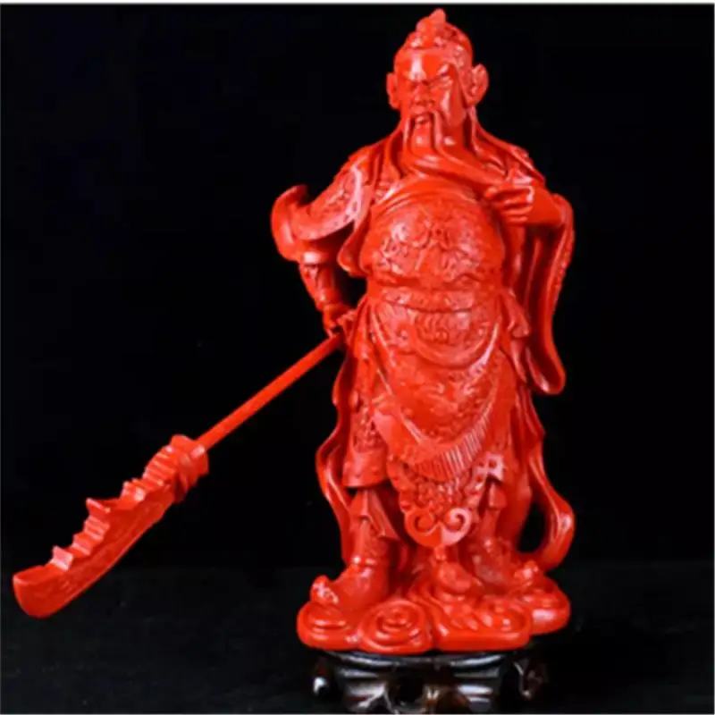 

Natural Cinnabar Carved Red Loyalty Guan Gong Statues Et Sculptures Collection Ornaments