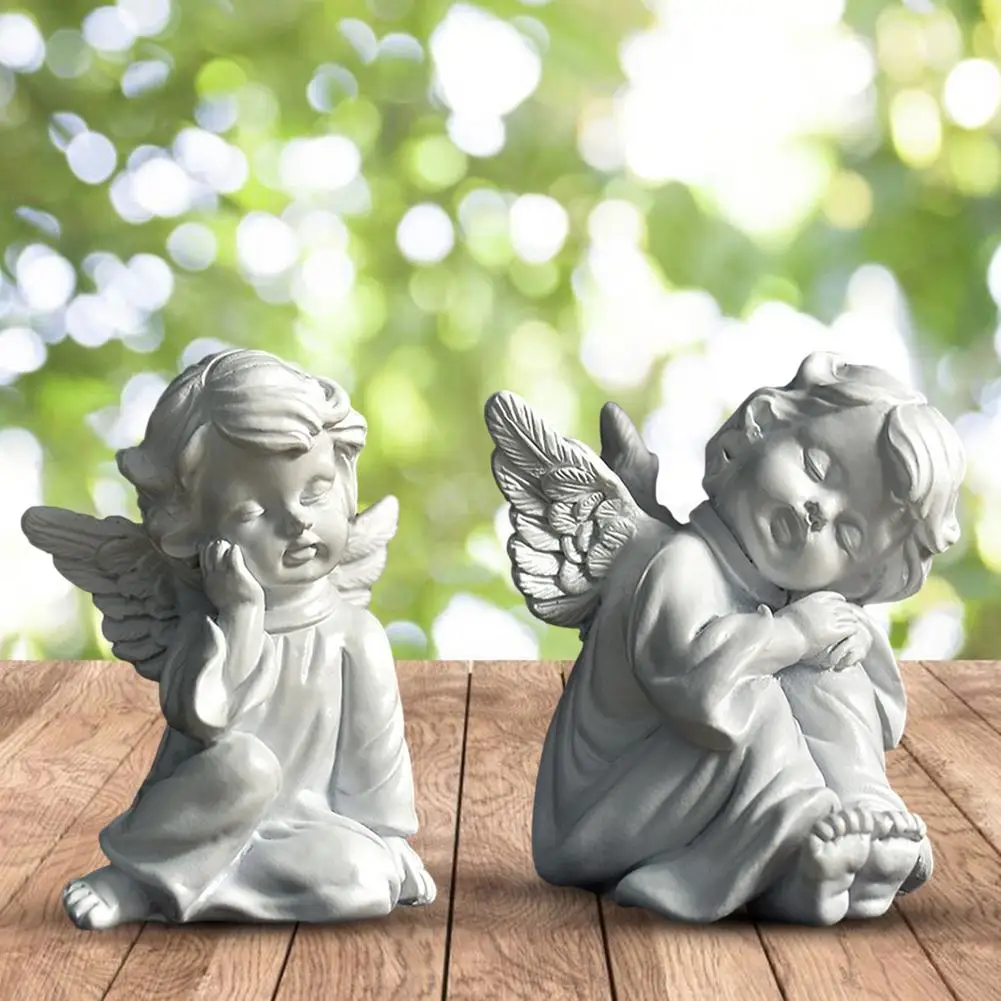 Sleeping Angel Statue Resin Cute Cupid Angel Decoration Figurine Outdoor Home Desktop Cherub Adorable Cherubs