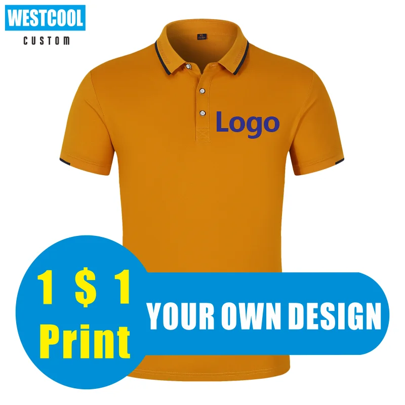 High Quality Custom Polo Shirt Logo Print Personal Picture Brand Text Embroidery Logo Summer Breathable WESTCOOL