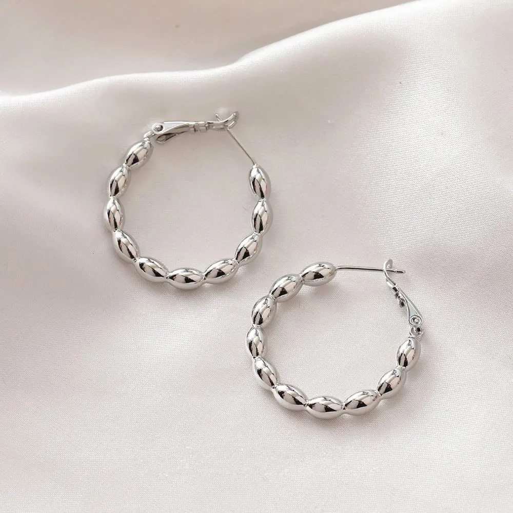 2PCS Trendy Hoop Earrings for Women Earrings Fashion Simple Brincos Gold Plated Jewelry Findings Accessories Gift