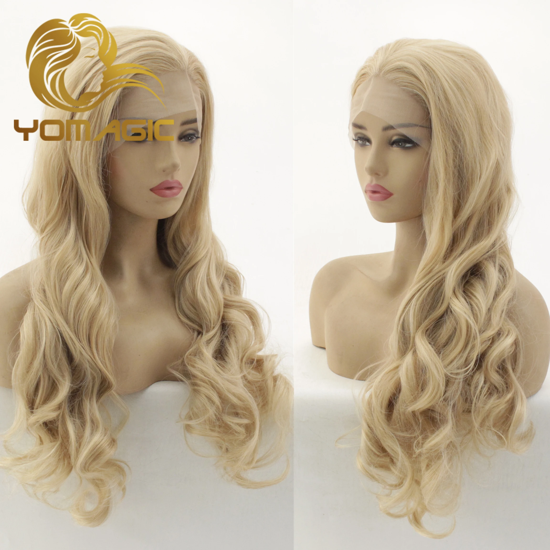 

Yomagic Synthetic Honey Blonde 13X3 Lace Front Wigs With Baby Hair Wave Heat Resistant Lace Wigs For Women Pre Plucked Daily Use