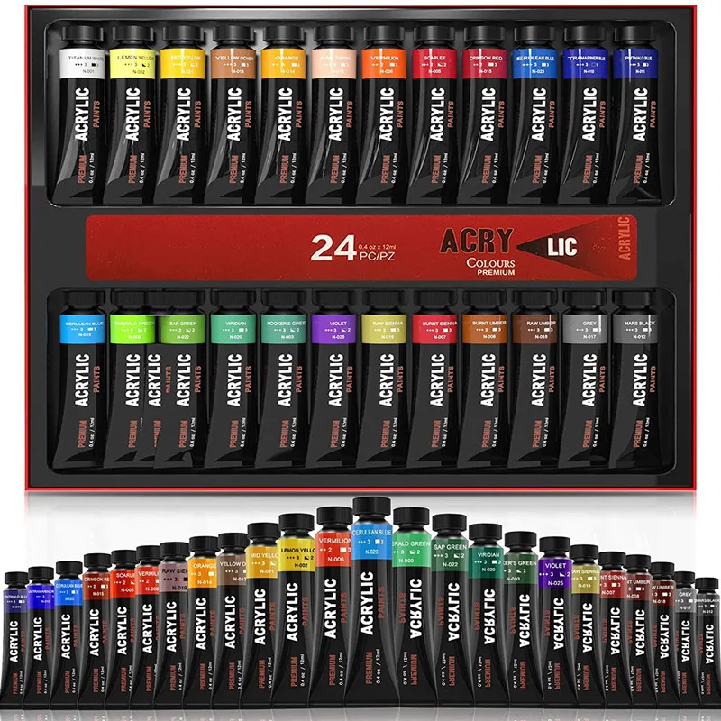 アクリル画材セット Amazon | アクリル絵の具 24色 明るく鮮やかな子供用アクリル