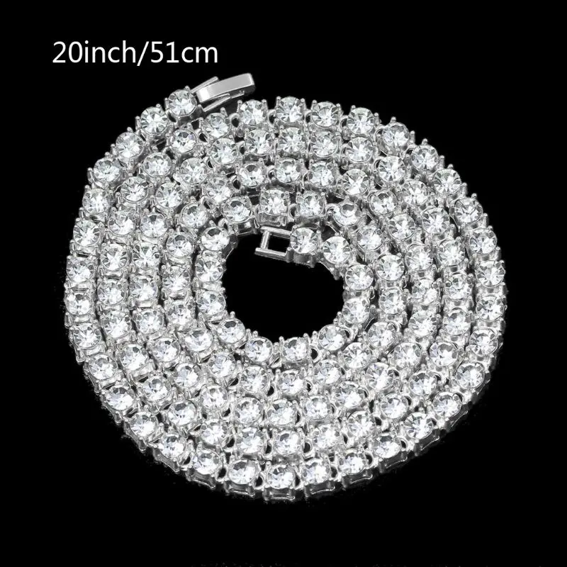 2024 New Iced Tennis Chain Men Chunky Necklace Cubic Zircon Miami Cuban Link ChainJewelry