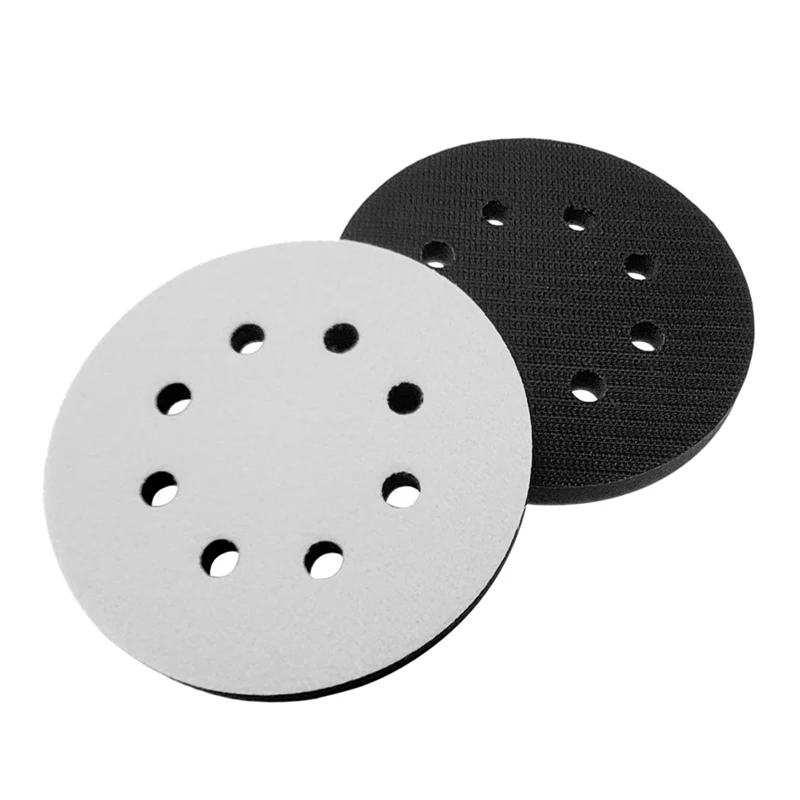 2PCS 5 Inch(125Mm) 8-Hole Soft Sponge Interface Pad for Sanding Pads and Hook and Loop Sanding Discs for Uneven Surface Polishin