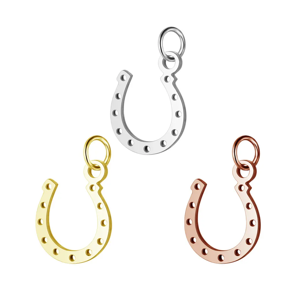 10pcs/lot DIY Flower Stainless Steel Charm Pendant Wholesale Horseshoe Elephant Lucky Jewelry Bracelet Connector Charms