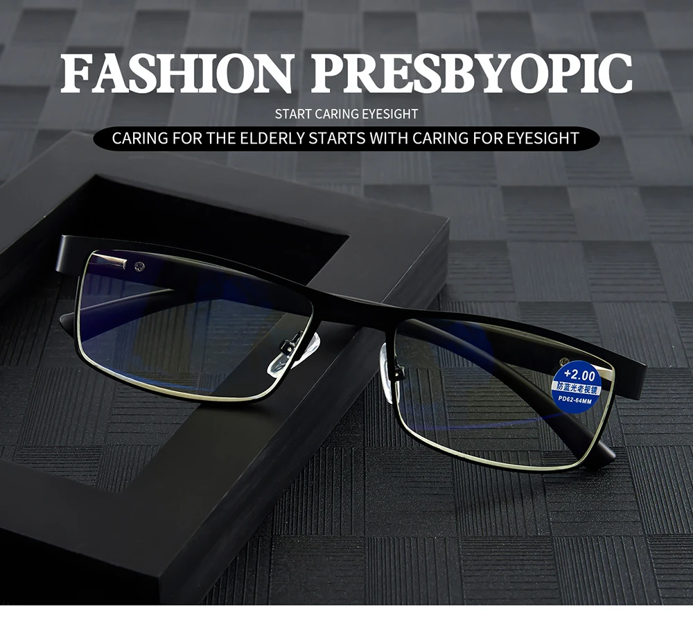 Edelstahl Lesebrille Männer Business Presbyopie Brille Männlich Anti Blaues Licht Brillen +1,0 1,5 2,0 2,5 3 3,5 4,0 – Detail 1