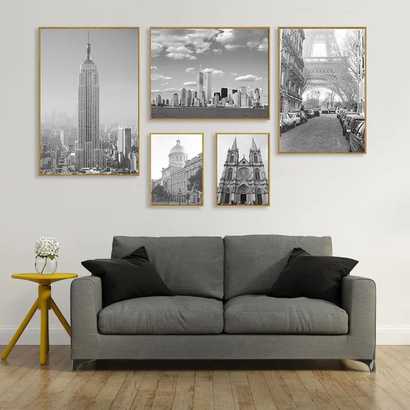 

City Scenery Wall Painting Black And White Poster Building Canvas Art Prints Nordic Style Wall Pictures For Living Room Decor