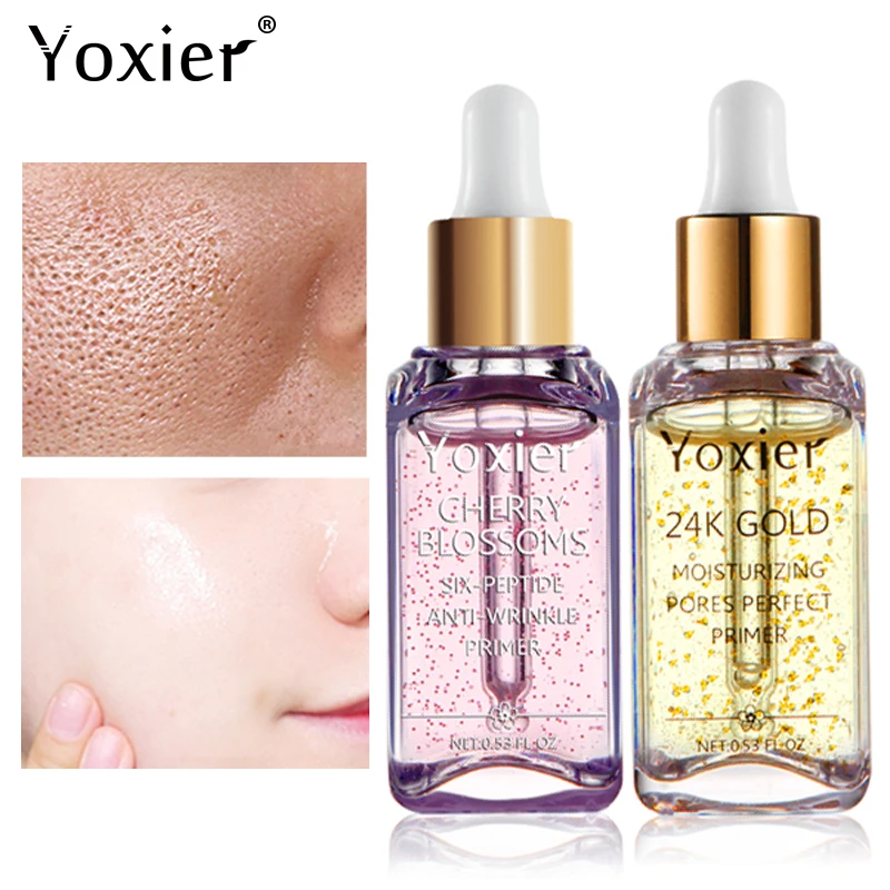 

Facial Primer Serum Moisturizing Nourish Shrink Pores Anti-Wrinkle Anti-Aging Refresh Oil Control Golden Essence Skin Care 2PCS