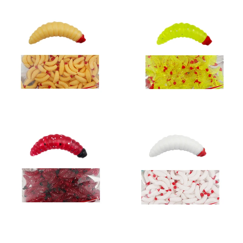 WESTBASS 20/50PCS Soft Larva Swimbait 2cm Silicone Worm Baits Rubber Shrimp Wobblers Fishy Smell Fishing Lures Vivid Isca Pesca