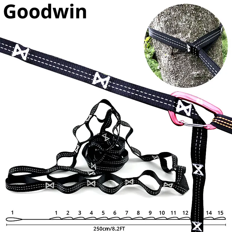 Hangmat Bandjes Camping Wandelen 3M 20 + 1 Roop Met Verstelbare Loops Opknoping Riem Lichtgewicht Extra Lange