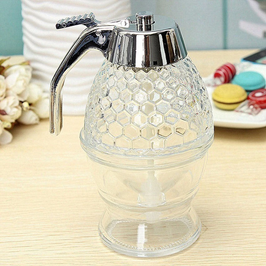 200ml Squeeze Bottle Honey Jar Container Bee Drip Dispenser Kettle Storage Pot Stand Holder Juice Syrup Cup Kitchen Accessories