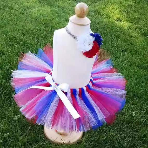 Colorful Girls Tutu Skirts Infant Baby 100% Handmade Fluffy Ballet Tutus Pettiskirt with Dots Ribbon Bow and Headband Kids Cloth