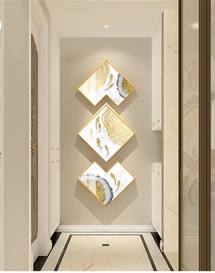 Modern Simple Entrance Porch Decorative Painting Corridor Crystal Porcelain Painting Creative Combination Hanging Painting Frame