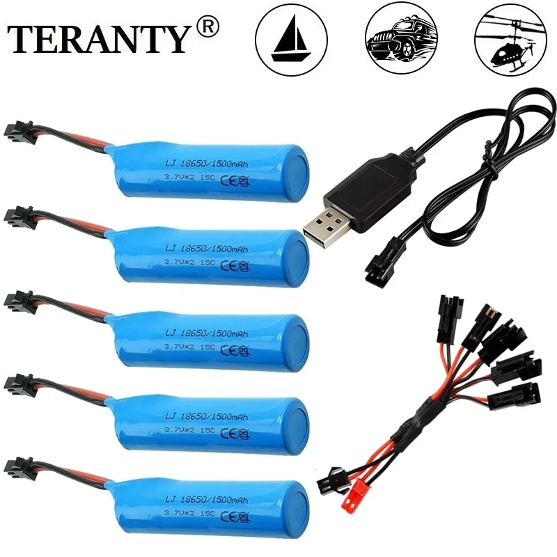 3.7V 1500mAh 18650 Li-ion Battery + charger for Q85 Q70 RC helicopter Airplanes car Boat Gun Toy Parts 3.7v battery SM plug