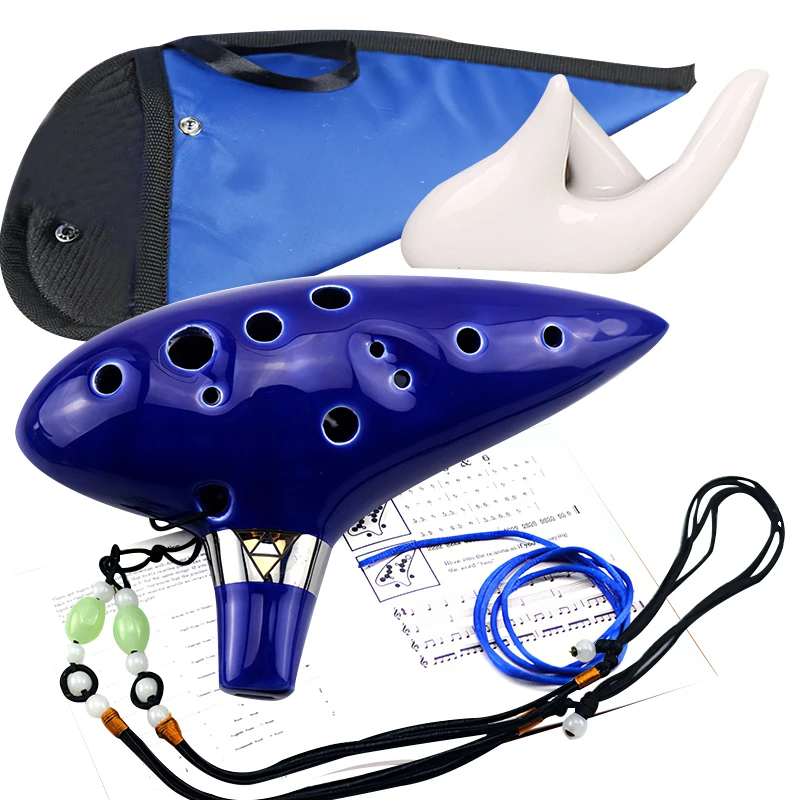 Base de support de main en céramique bleue pour mélomanes, collecteur Ocarina 12 trous, instrument de musique