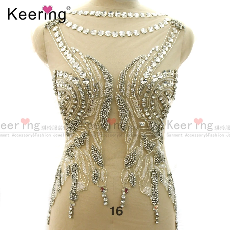 

Hand-Made Big Crystal Rhinestone Applique, Body Panel for Wedding Dress, Bling Bling, WDP-343, Fashion